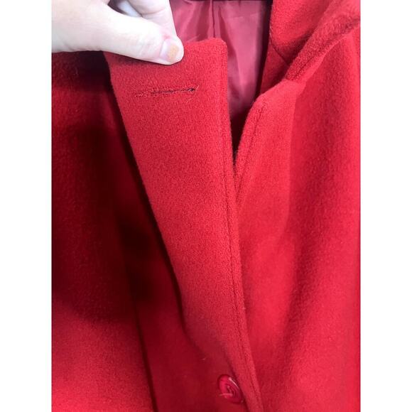 Vintage AndreA II women's wool red lined long trench coat Size 16 - Picture 4 of 16